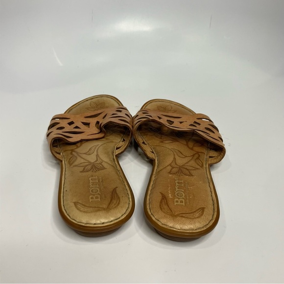 Born Mani Natura slide sandals perforated‎ tan leather women’s size 7/38 casual - Picture 4 of 8